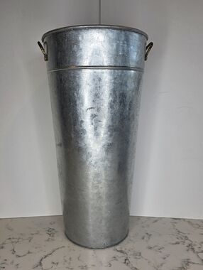 Tall Galvanized French Flower Bucket